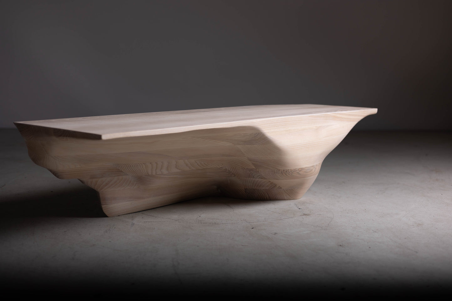 Natural Wood Coffee Table in Hand-carved Ash | EM114 of Erosio Collection