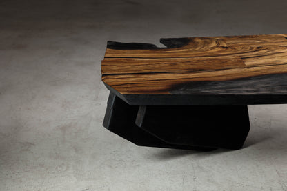 Japandi Walnut Coffee Table EM103 Part Of 18 Brut Collection | Detailed Side View