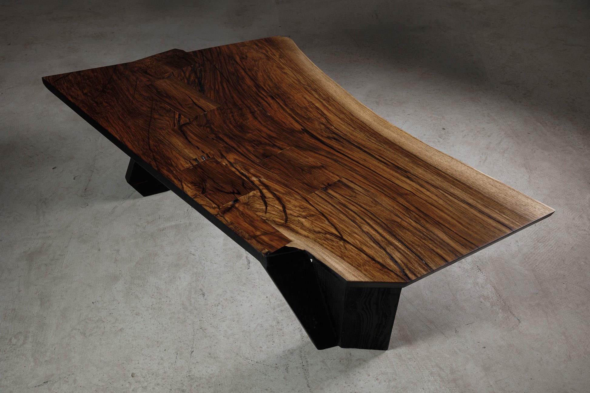 Wabi Sabi Inspired Walnut Coffee Table EM104 Part Of 18Brut Collection | Angled view from above exposing the warmth of walnut fibre. 