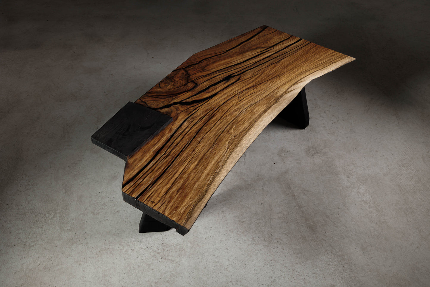 Japandi Inspired Walnut Slab Coffee Table EM108 Part Of 18Brut Collection | Image from above showcasing the whole walnut slab.