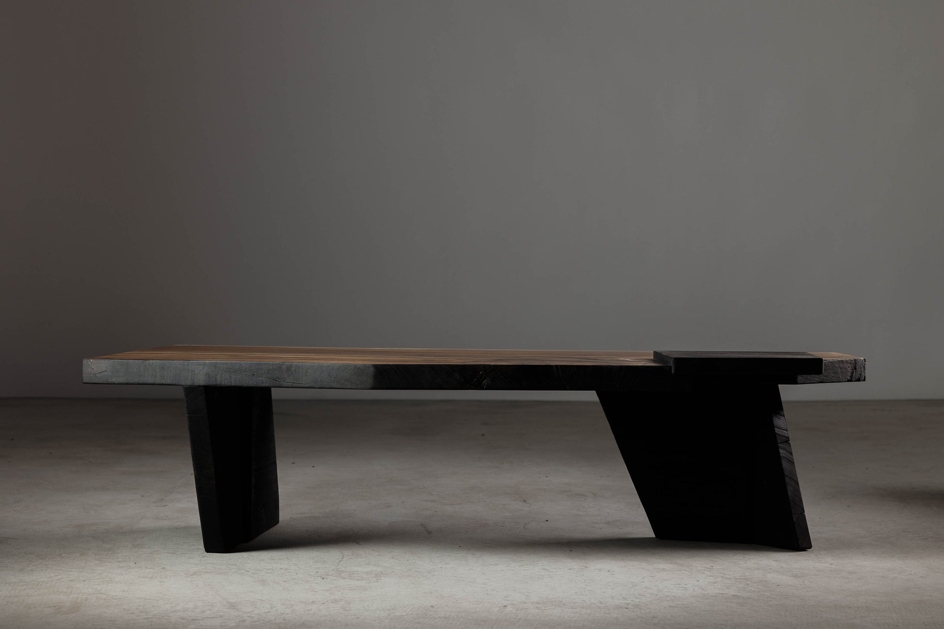 Japandi Inspired Walnut Slab Coffee Table EM108 Part Of 18Brut Collection | Sideview of the whole piece.