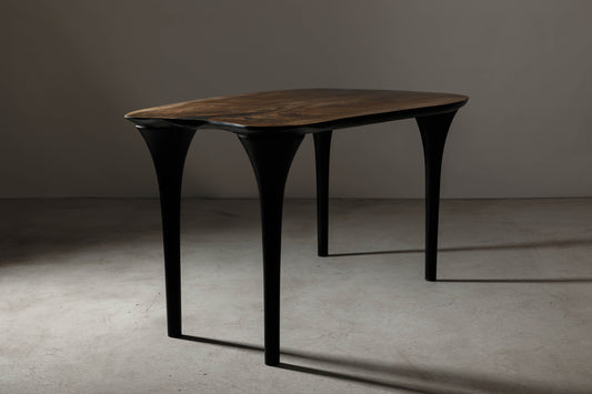 EM212 - Minimalist Unique Dining Table | Timeless Elegance by Eero Mossn | Walnut Slab & Black Ash