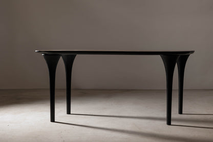 Oval Dining Table for 6 | EM212 Of Erosio Collection | Walnut Slab & Black Ash